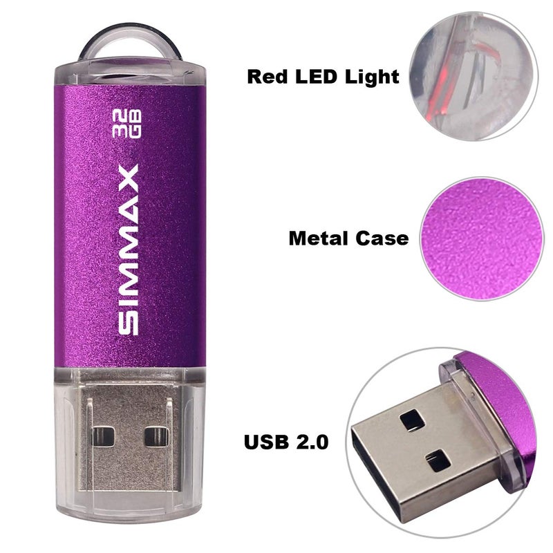 SIMMAX Memory Stick 32GB USB 2.0 Flash Drives Thumb Drive Pen Drive (32GB Purple) - Image 5